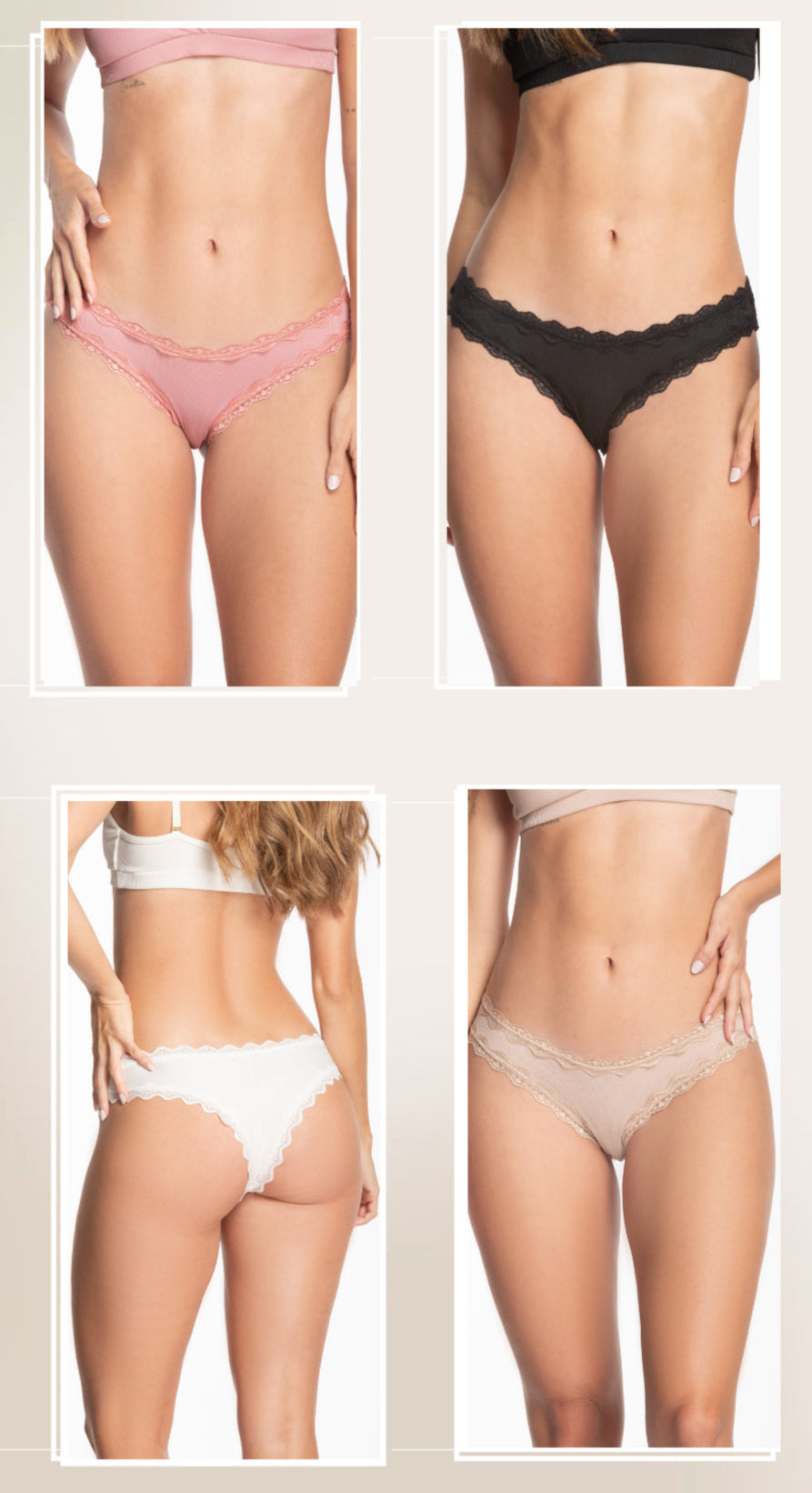 Set X 4 Panties Estilo Hipster en Rib